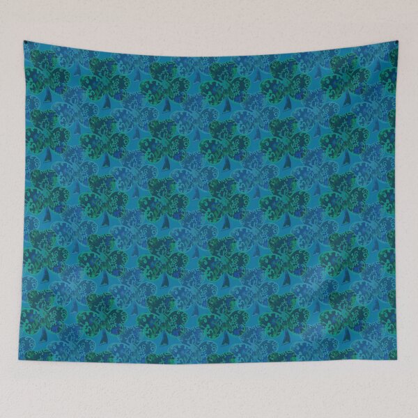 Item preview, Traditional Green and  Blue Heritage Shamrock Pattern designed and sold by LJWDesigns.