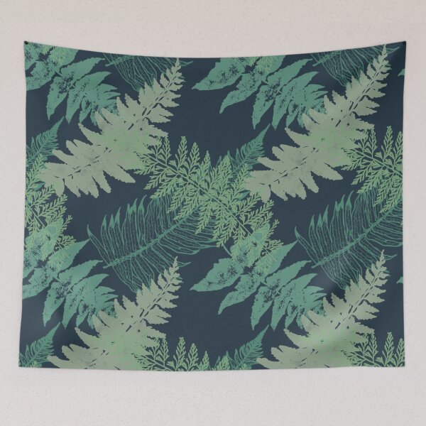 Item preview, Ferns Frenzy> Verde sobre azul oscuro designed and sold by Odsy.