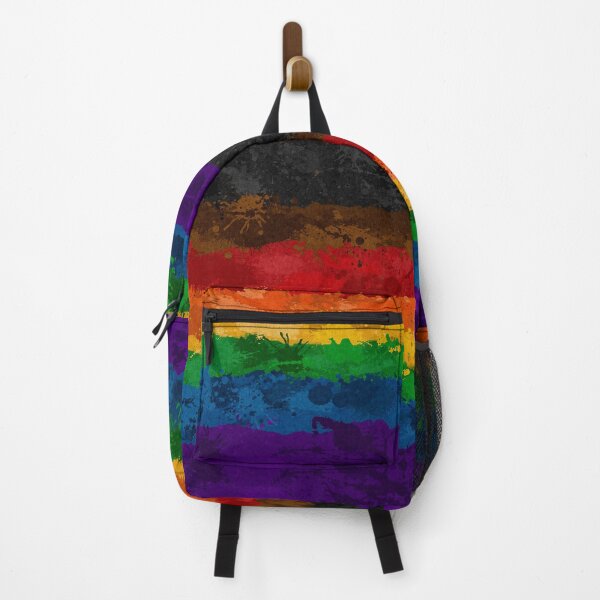 Inclusive Rainbow Paint Splatter Flag Backpack