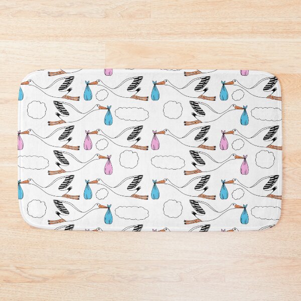 Item preview, Stork and Baby || New Baby || Bird Pattern || Boy || Girl designed and sold by Hilary Leslie.
