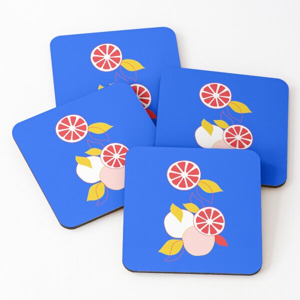Item preview, Red Citrus Oranges on Blue designed and sold by lucybrownlane.