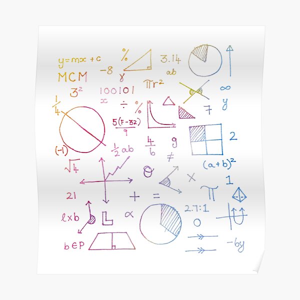 Math formulae (white) Poster