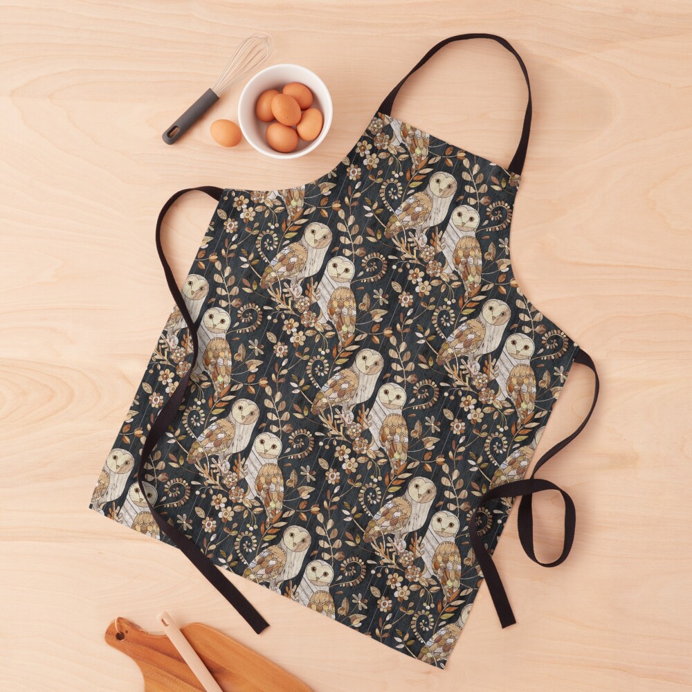 Wooden Wonderland Barn Owl Collage Apron