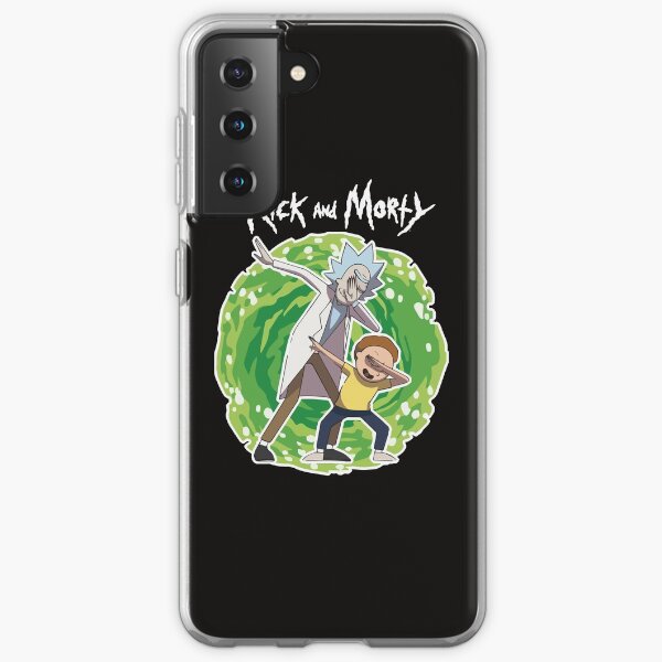 dabbing Rick and Morty black and red RickandMorty Samsung Galaxy Soft Case