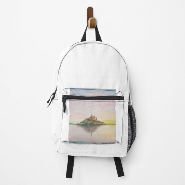 Mont Saint-Michel landscape watercolor, France Backpack