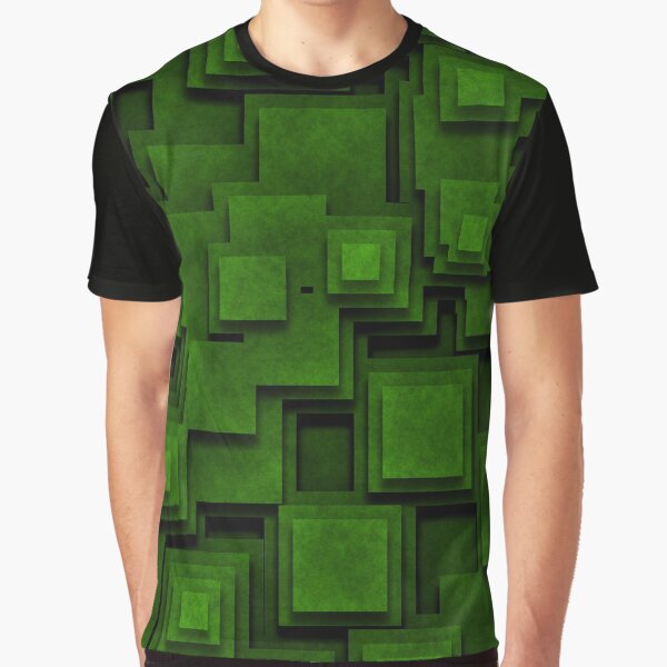 Green Optical Illusion Square Graphic T-Shirt