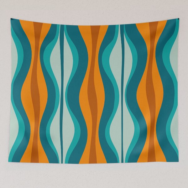 Item preview, Hourglass Abstract Midcentury Modern Pattern in Orange, Rust, Aqua, Turquoise, and Teal  designed and sold by kierkegaard.