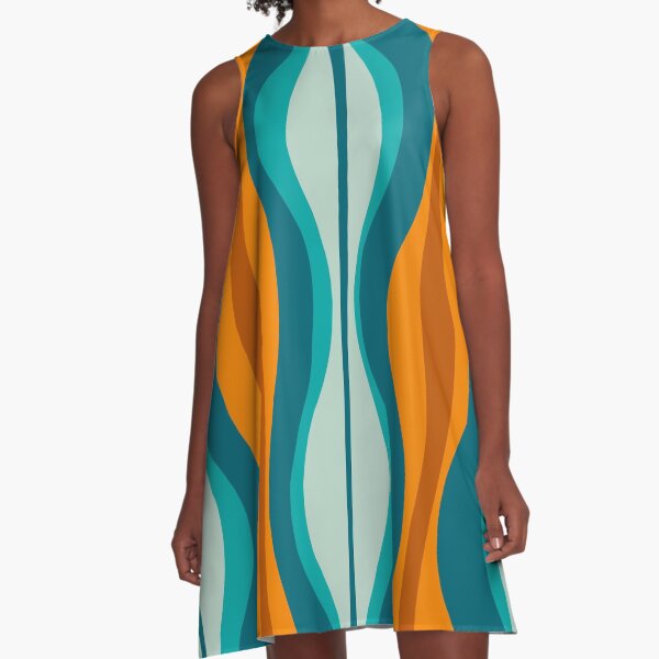 Item preview, Hourglass Abstract Midcentury Modern Pattern in Orange, Rust, Aqua, Turquoise, and Teal  designed and sold by kierkegaard.