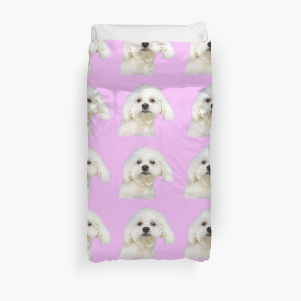 "Maltese puppy on pink" Duvet Cover by ZinaStromberg Redbubble