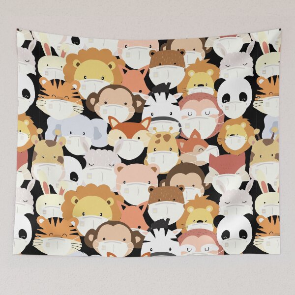 Item preview, Cute Animals Wearing Face Mask  designed and sold by 3bythelake.