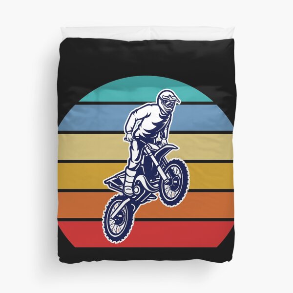 Motocross Dirt Bike Retro Sonnenuntergang Bettbezug