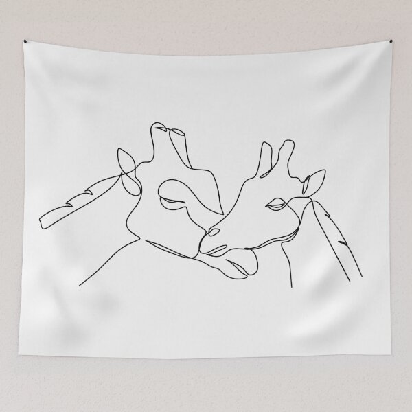 Item preview, giraffe mother and baby line drawing. Line art minimalism designed and sold by OneLinePrint.