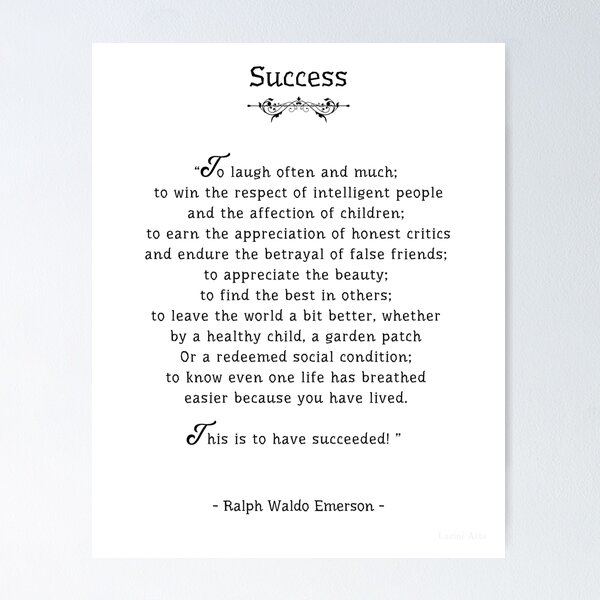 Item preview, Success poem by Ralph Waldo Emerson designed and sold by LaziniArts.