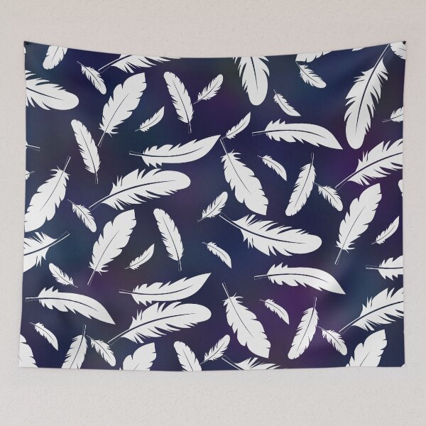 Item preview, white feathers dark background designed and sold by ChrissiCreation.