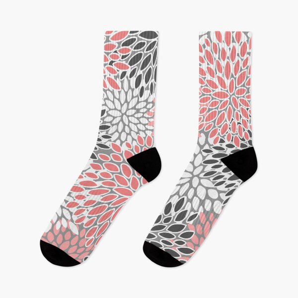 Item preview, Floral Prints, Coral, Gray and White, Abstract Art designed and sold by meggydesigns.