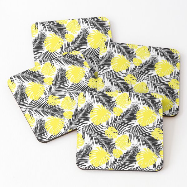 Item preview, Yellow and Black Palm Leaves Pattern designed and sold by masterbones.