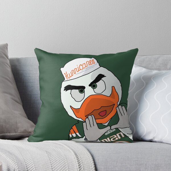University of Miami - Sebastian the Ibis Throw Pillow