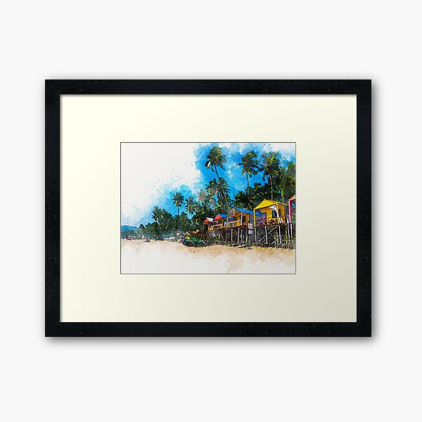 Item preview, Palolem Goa Beach Huts Watercolour Artwork designed and sold by laurenpears.