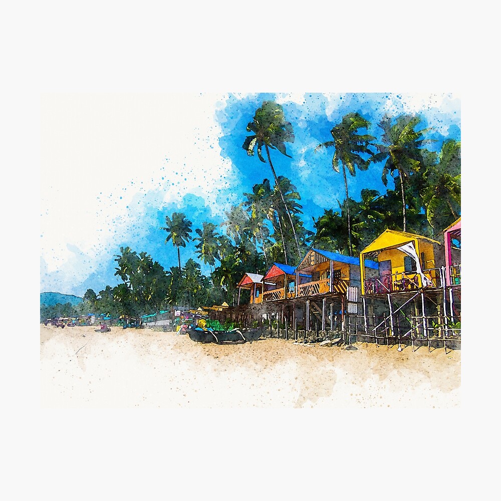 Arambol INDIA - Ryssarty - Drawings & Illustration, Landscapes & Nature,  Beach & Ocean, Shorelines, Tropical Shorelines - ArtPal