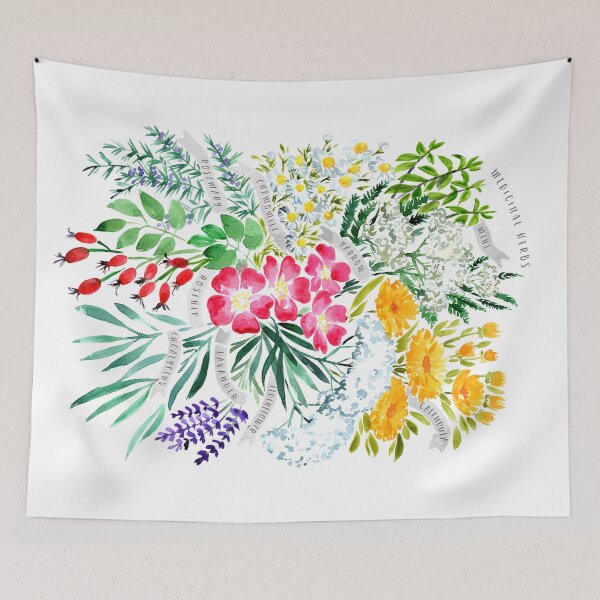 Item preview, Watercolor medicinal herbs designed and sold by blursbyai.