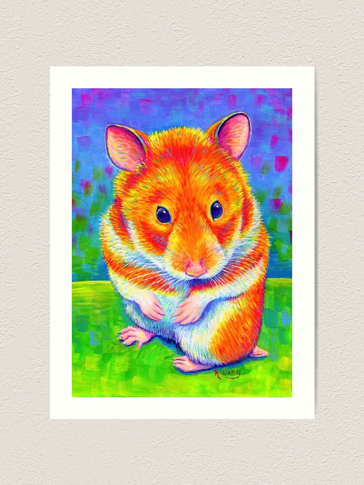 Alternate view of Colorful Rainbow Golden Hamster Art Print