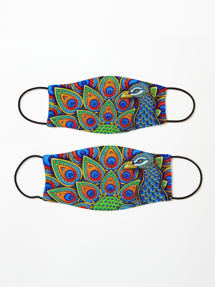 Alternate view of Colorful Paisley Peacock Rainbow Bird Mask