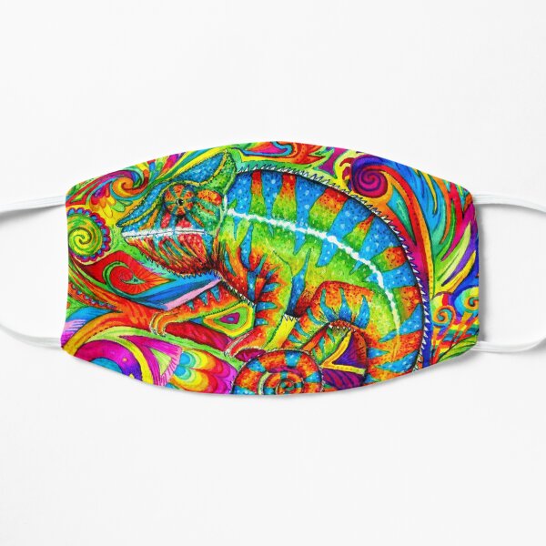 Psychedelizard Psychedelic Chameleon Colorful Rainbow Lizard Flat Mask