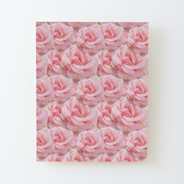 Duggins Castle Cottage Rose, Pale Pink Flowers Wood Mounted Print