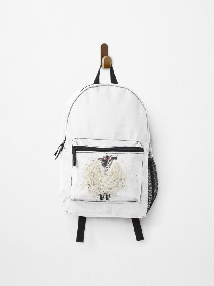 white fuzzy backpack