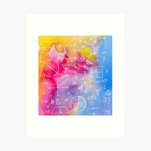 Math formulae (watercolor background) Art Print