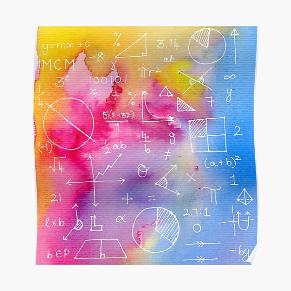 Math formulae (watercolor background) Poster