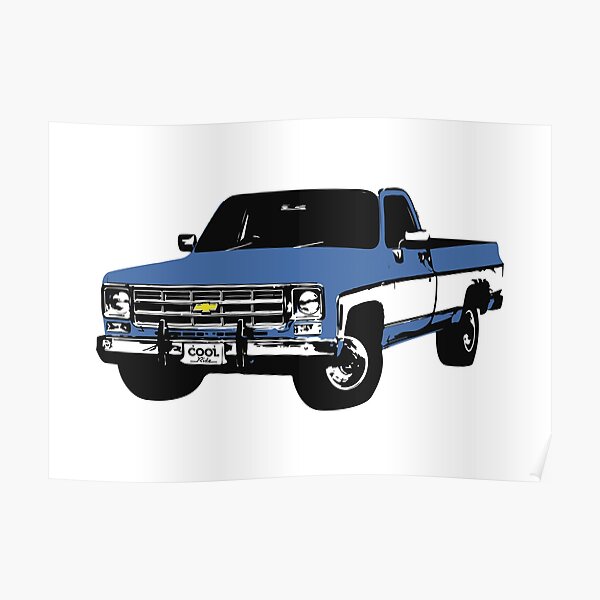Squarebody Truck Blue Poster By Coolride Redbubble