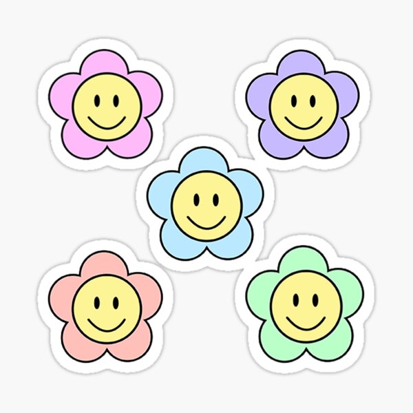 Green Flower Power Vinyl Sticker, Smiley Flower Sticker, Smiley Face S –  Retrophiliac