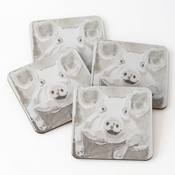 Item preview, Happy pig pen and ink drawing designed and sold by Diana Evensen.