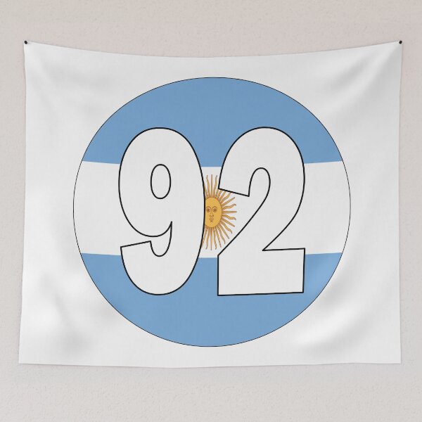 Item preview, Number 92 with Argentina flag on the background designed and sold by AllShirts21.