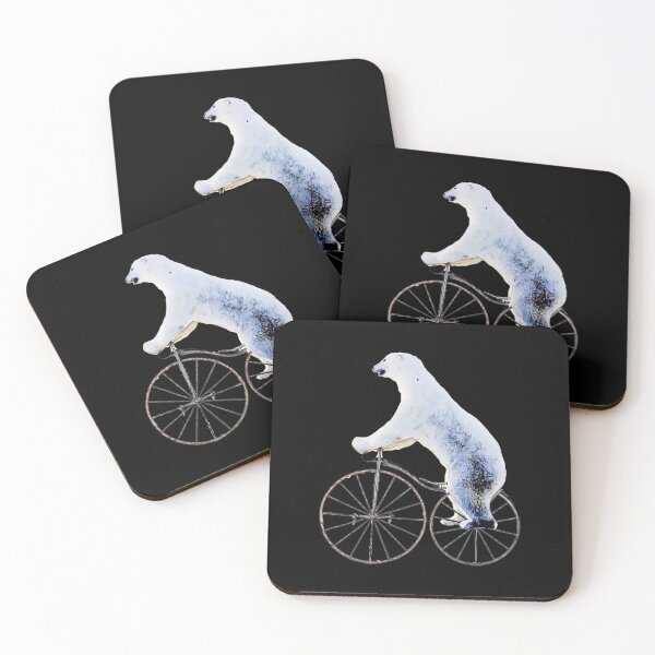 Item preview, white bear bicycling funny designed and sold by Collagedream.