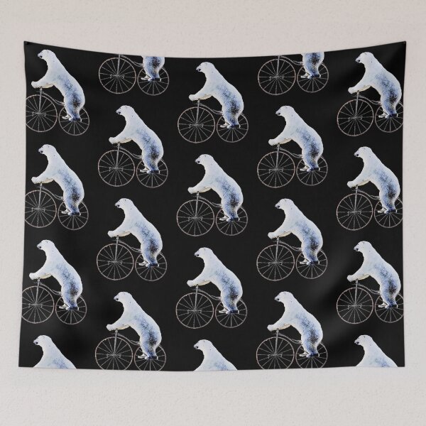 Item preview, white bear bicycling funny designed and sold by Collagedream.