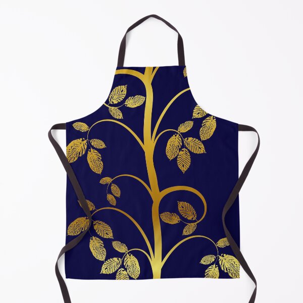 Item preview, Tendril leaves gold dark blue designed and sold by ChrissiCreation.