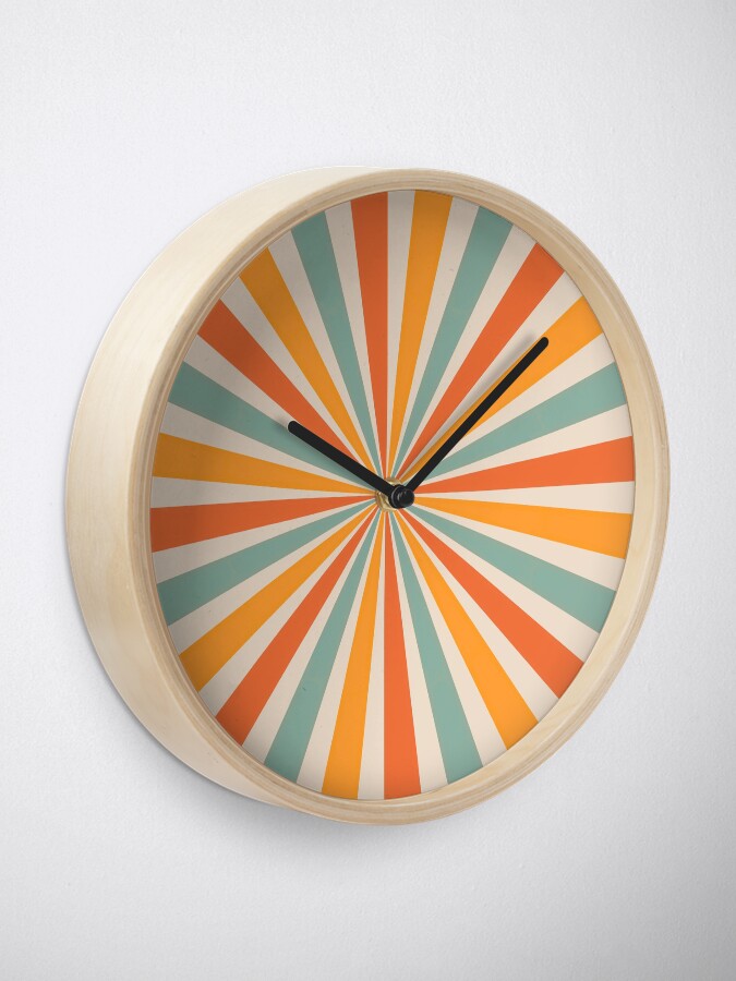 "Retro Sunburst 70s" Clock by trajeado14 Redbubble