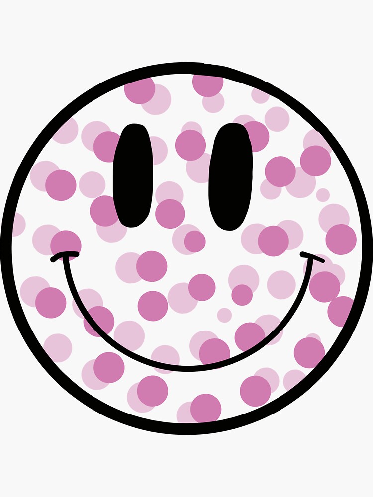"Polka Dot Smiley Face" Sticker by makeziebattle Redbubble