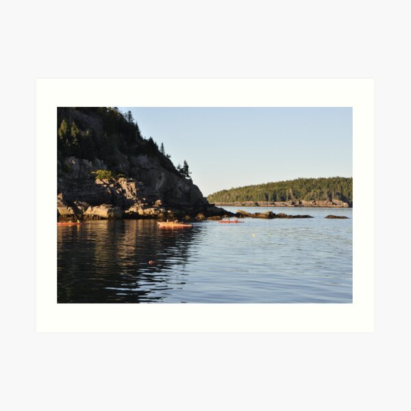 Kayakers in Maine - Serenity and Calm Waters Art Print