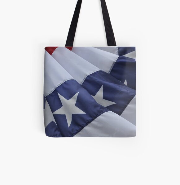USA Flag Billows in the Wind All Over Print Tote Bag