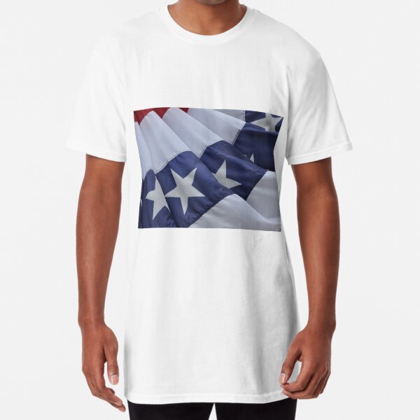 USA Flag Billows in the Wind Long T-Shirt