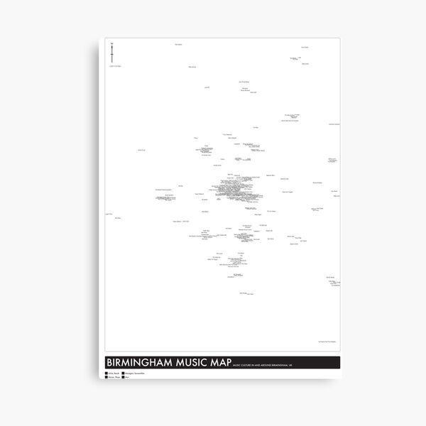Birmingham Music Map Canvas Print