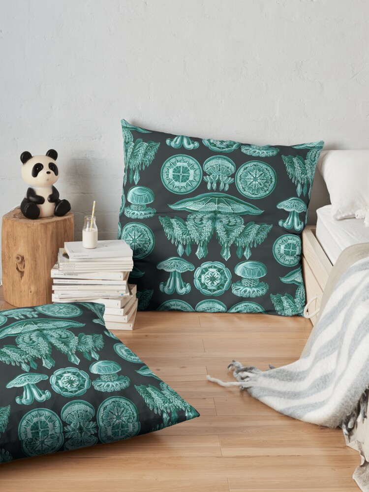 Alternate view of Ernst Haeckel - Scientific Illustration - Discomedusae (Jellyfish) Floor Pillow