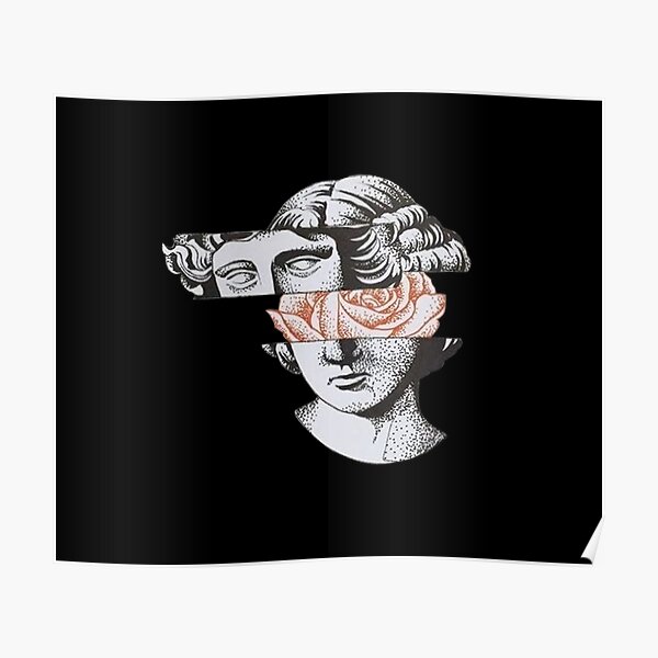 "The stone statue puzzle Drawing B&W & color" Poster for Sale by