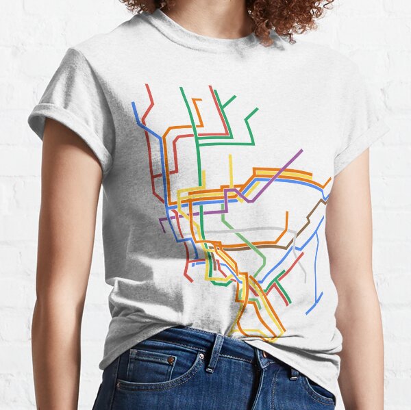 Minimalist New York City Transit Line Map Classic T-Shirt