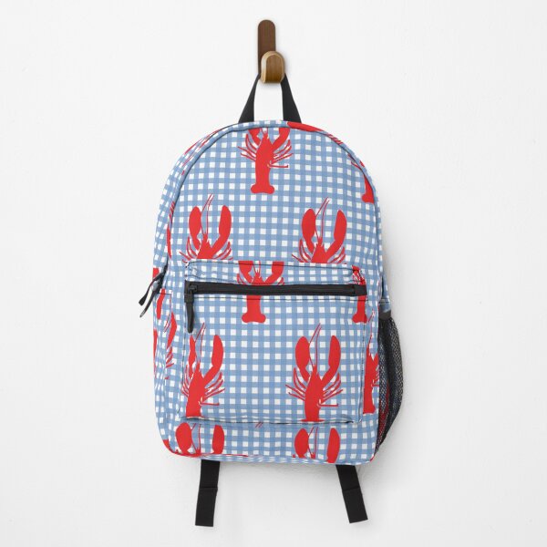 Artikelvorschau, Hummer auf blauem Gingham-Muster entworfen und verkauft von SharksOnShore.