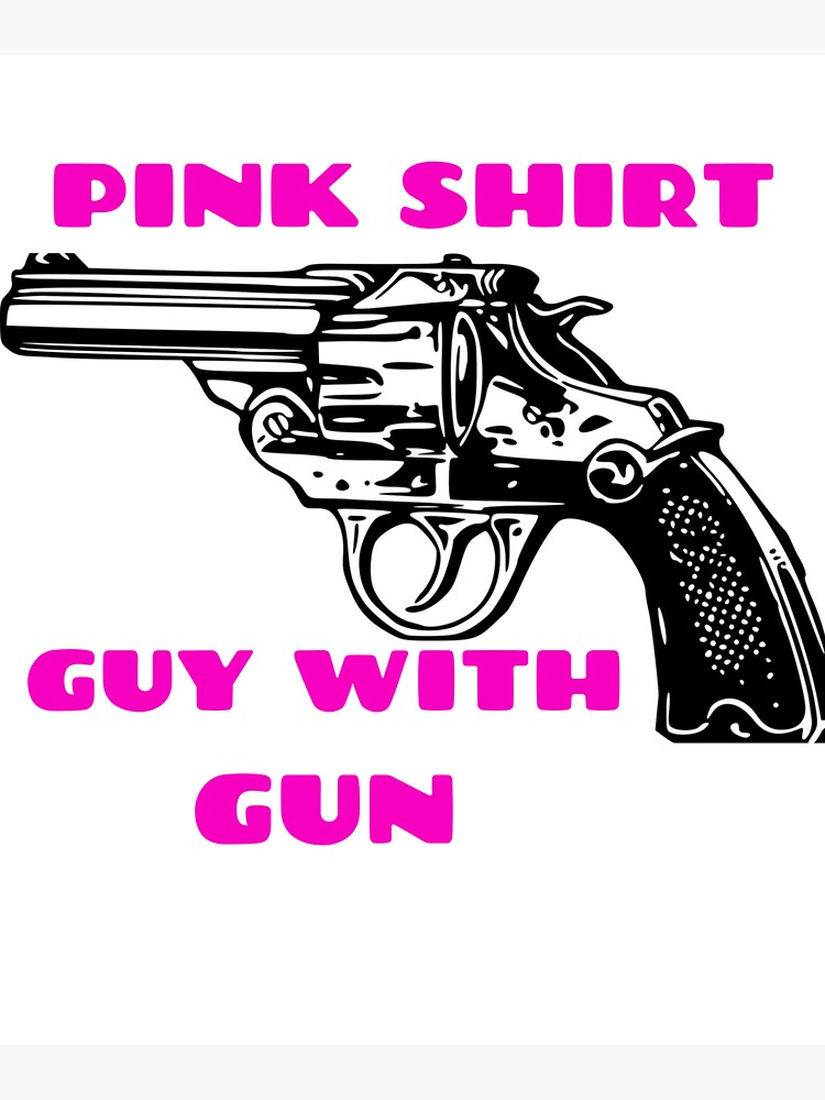 "pink shirt gun guy" Sticker for Sale by abouyazane Redbubble