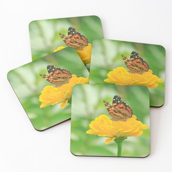 Item preview, Yellow Zinnia. American Lady Butterfly designed and sold by Brenda Burnett.